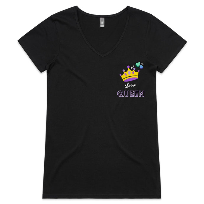 Queen Womens V-Neck T-Shirt - Black / Womens 8 / XS